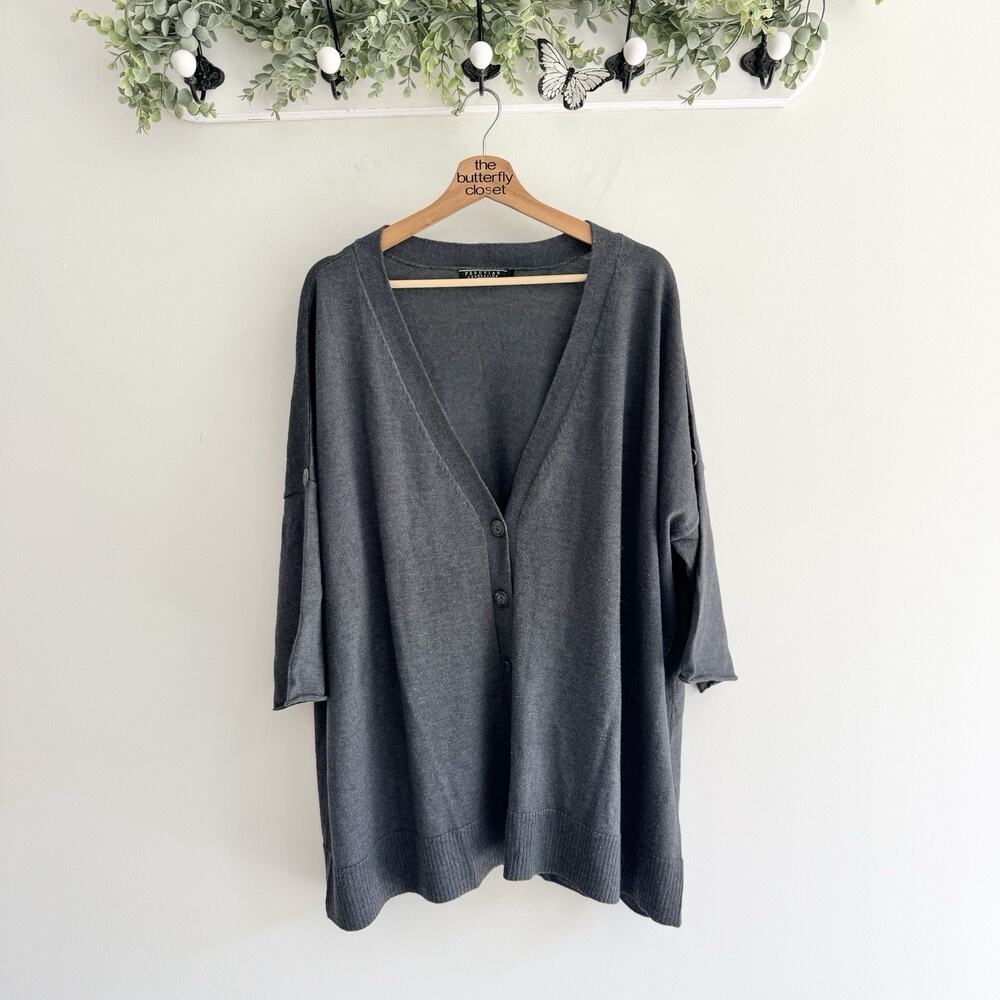 Peruvian Connection Wool/silk Boxy Buttton Down Sweater XL 3-12